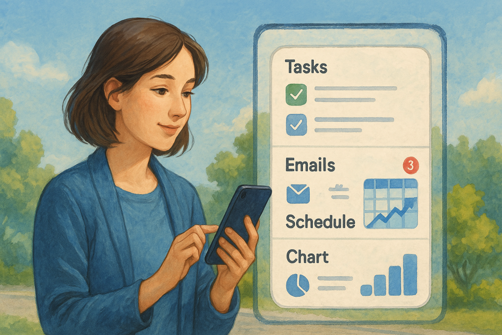 Illustration av invånare som använder en digital tjänst